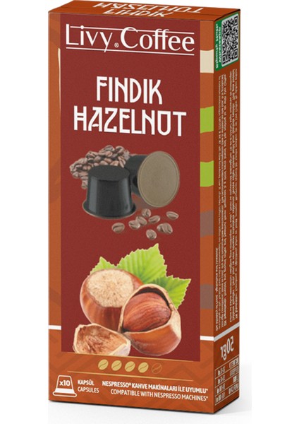 Fındık Aromalı Nespresso Uyumlu Kapsül Kahve 10 Kapsül