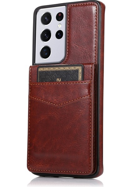 Samsung Galaxy S21 Ultra 5g Kahverengi Için Tutucu ile Sağlam Kasa (Yurt Dışından)