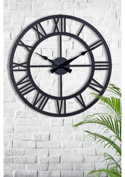 Muyika Roma Metal 70 cm Siyah Duvar Saati 70X70 cm Mds-70