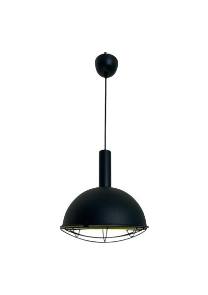 Retro Metal Dekoratif Rustik Kafesli Siyah Tekli Sarkıt Avize Çap 30 cm