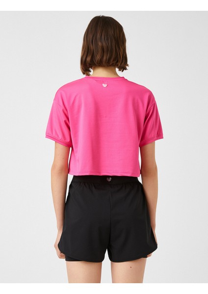 Baskılı Crop Spor Tişört