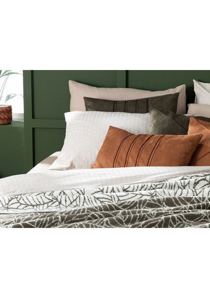 Arboretum Jakarlı Pamuklu Çift Kişilik Battaniye 200 x 220 cm Koyu Yeşil fiyatları