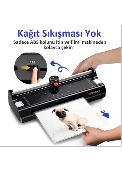 OCW280 A4 Laminasyon Makinesi ve Kağıt Kesme Makinesi + 10 Pvc Film