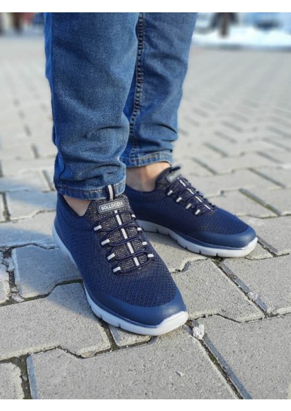 BUL-221432 Tekstil + Deri Lacivert Erkek Sneaker