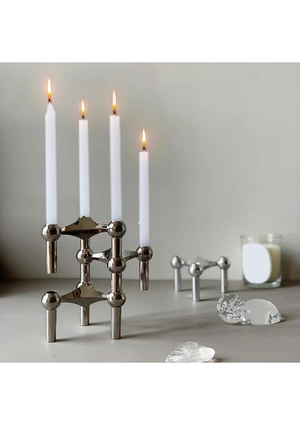 Modern Mumluk Mum Standı Şamdan Noel Düğün Dekor Için Gümüş Için