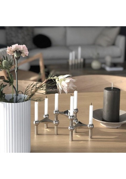 Modern Mumluk Mum Standı Şamdan Noel Düğün Dekor Için Gümüş Için