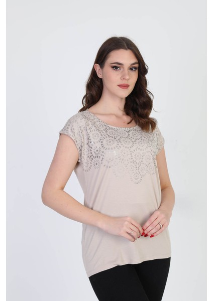 Kadın Desenli Bluz 5010025 Vizon fiyatları