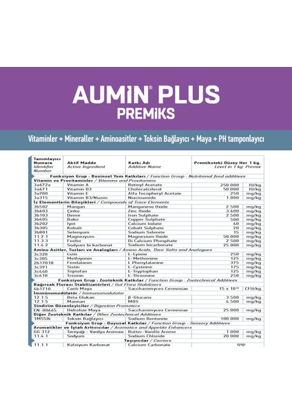 Aumın Plus 25 Kg-Ruminant Için-Vitamin+Mineral+Aminoasit+Toksin Bağlayıcı+Maya+Ph Tamponlayıcı indirimleri