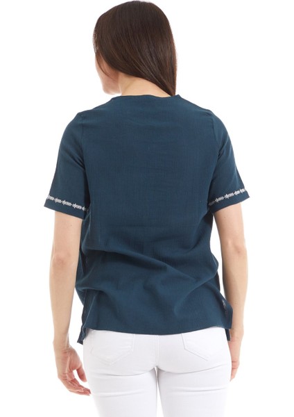 Şile Bezi Petrol Nakış Işlemeli Bluz modelleri