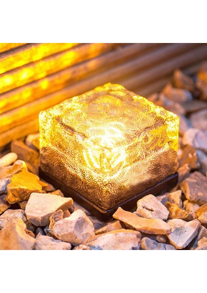 4 Adet Solar Güneş Enerjili Buz Cam Zemin Dekoratif Bahçe Aydınlatma LED Kristal Havuz