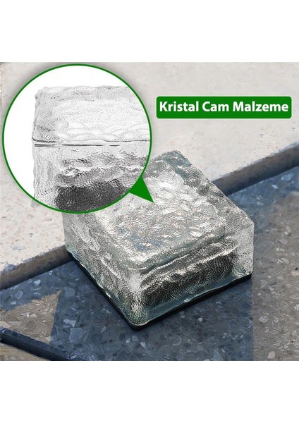 4 Adet Solar Güneş Enerjili Buz Cam Zemin Dekoratif Bahçe Aydınlatma LED Kristal Havuz