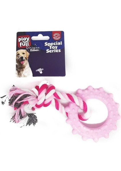 PF-4049- Halka Şeklinde Ipli Köpek Diş Kaşıma Oyuncağı 18 cm