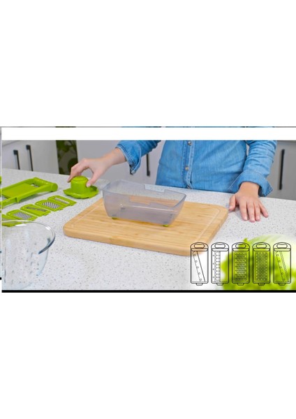 5 Başlıklı Hazneli Kaymaz Rende Jülyen Kesici Patates Havuç Rendesi fırsatları