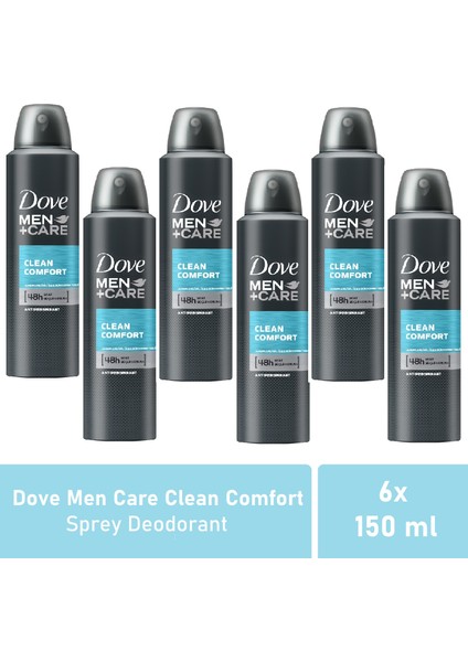 Men Care Deodorant Clean Comfort 150 ml x 6 Adet