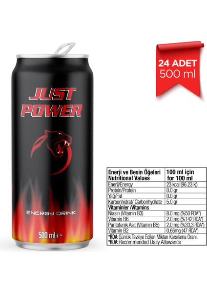 Enerji İçeceği, 500 ml (24'lü Paket, 24 adet x 500 ml)