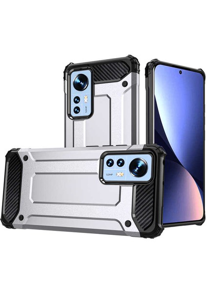 - Xiaomi Mi 12 - Kılıf Çift Katman Zırh Tank Crash Military Kapak - Gri - T21903