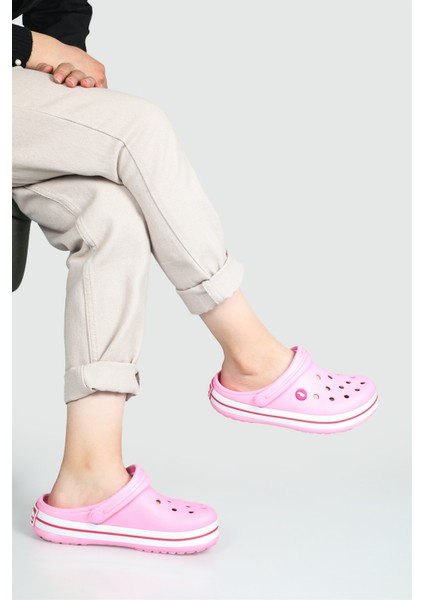 Cross Modeli Pembe Beyaz Fuşya Unisex Terlik 0079