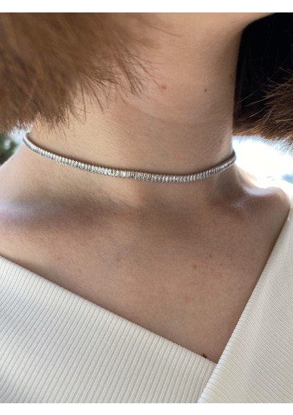 Zirkon Baget Taşlı Suyolu Kolye, Choker Model