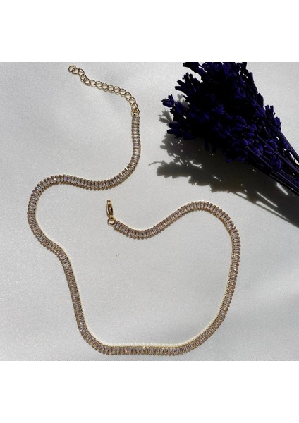 Zirkon Baget Taşlı Suyolu Kolye, Choker Model