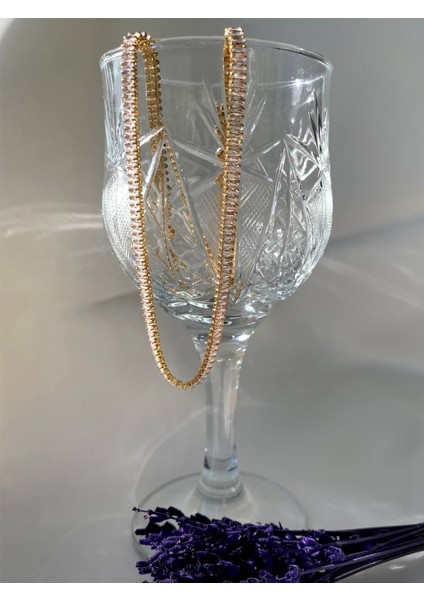 Zirkon Baget Taşlı Suyolu Kolye, Choker Model