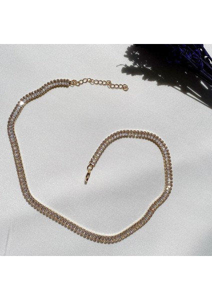 Zirkon Baget Taşlı Suyolu Kolye, Choker Model