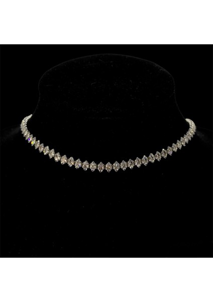 Zirkon Mekik Taşlı Suyolu Kolye, Choker Model