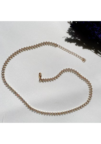 Zirkon Mekik Taşlı Suyolu Kolye, Choker Model