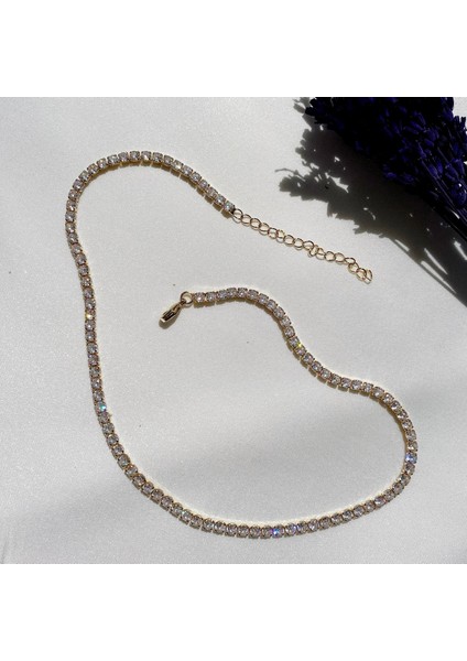 Zirkon Yuvarlak Taşlı Suyolu Kolye, Choker Model
