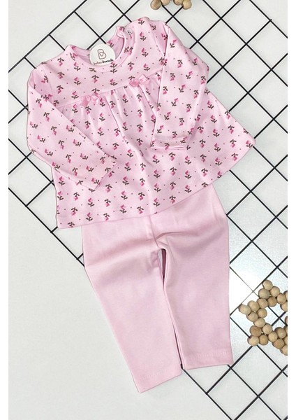 Kanaviçe Baskılı Kız Bebek Ikili Takım