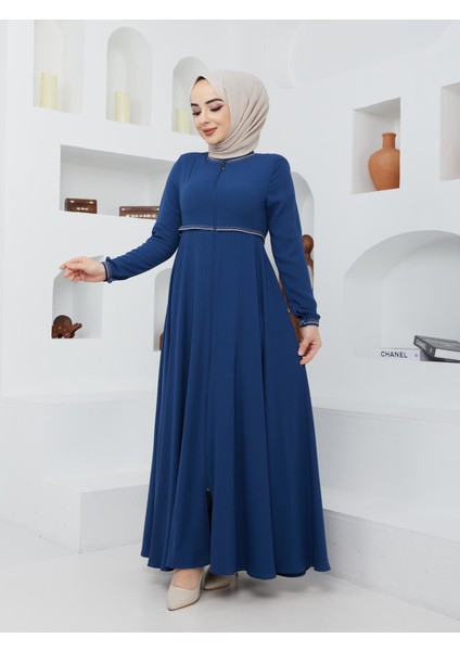 Yazlık Mevlana Model Kol ve Beli Desenli Kloş Ferace Pardesü fırsatları