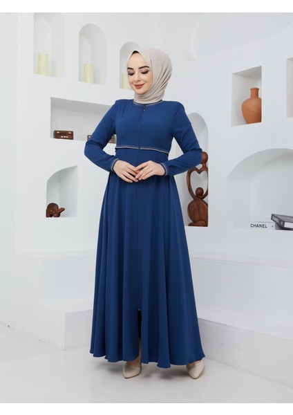 Yazlık Mevlana Model Kol ve Beli Desenli Kloş Ferace Pardesü indirimleri