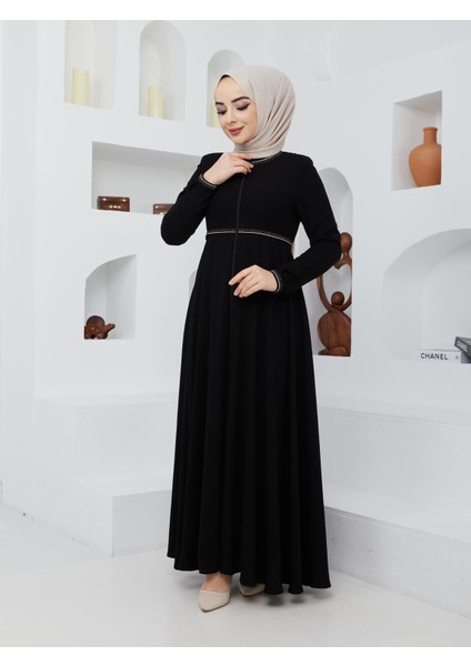 Yazlık Mevlana Model Kol ve Beli Desenli Kloş Ferace Pardesü modelleri