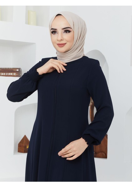 Yazlık Mevlana Model Belden Oturtmalı Kolu Lastikli Kloş Fereca Pardesü