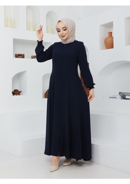 Yazlık Mevlana Model Belden Oturtmalı Kolu Lastikli Kloş Fereca Pardesü