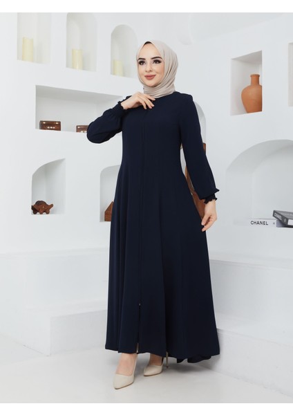Yazlık Mevlana Model Belden Oturtmalı Kolu Lastikli Kloş Fereca Pardesü