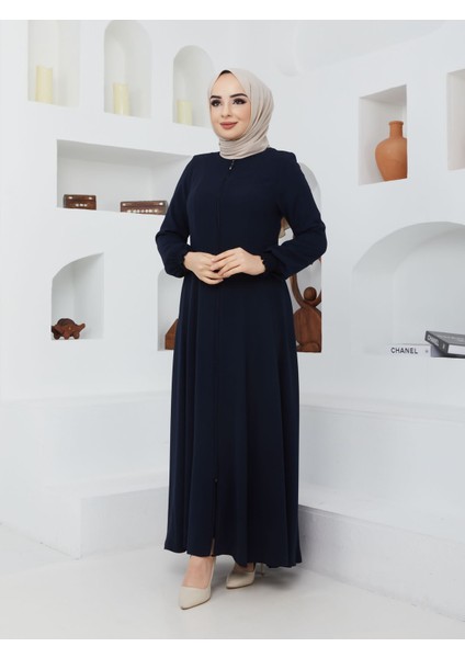 Yazlık Mevlana Model Belden Oturtmalı Kolu Lastikli Kloş Fereca Pardesü