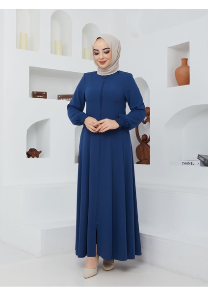 Yazlık Mevlana Model Belden Oturtmalı Kolu Lastikli Kloş Fereca Pardesü