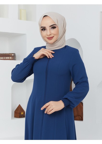 Yazlık Mevlana Model Belden Oturtmalı Kolu Lastikli Kloş Fereca Pardesü