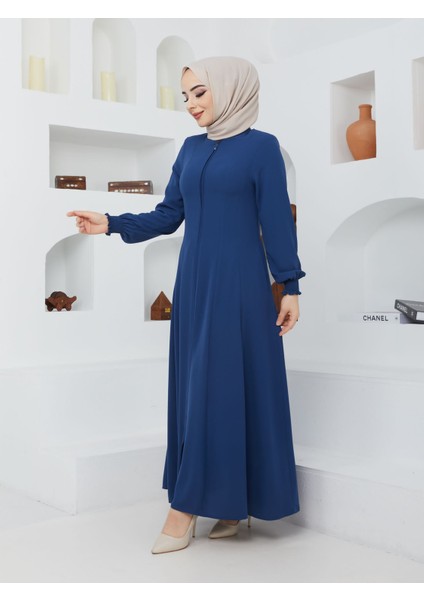 Yazlık Mevlana Model Belden Oturtmalı Kolu Lastikli Kloş Fereca Pardesü