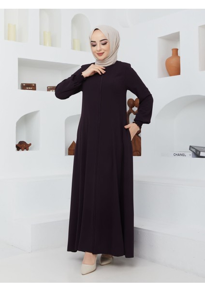 Yazlık Mevlana Model Belden Oturtmalı Kolu Lastikli Kloş Fereca Pardesü