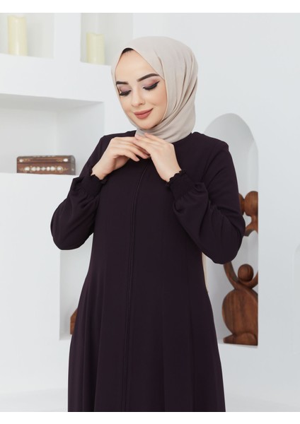 Yazlık Mevlana Model Belden Oturtmalı Kolu Lastikli Kloş Fereca Pardesü