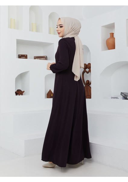 Yazlık Mevlana Model Belden Oturtmalı Kolu Lastikli Kloş Fereca Pardesü