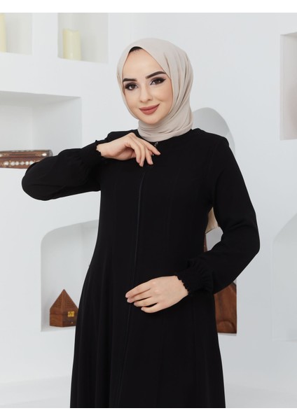 Yazlık Mevlana Model Belden Oturtmalı Kolu Lastikli Kloş Fereca Pardesü