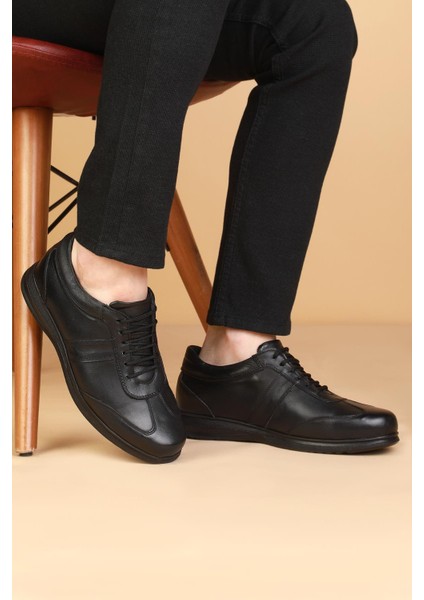 DRT6212 Deri Rahat Kalıp Bağcıklı Ortopedik Erkek Ayakkabı