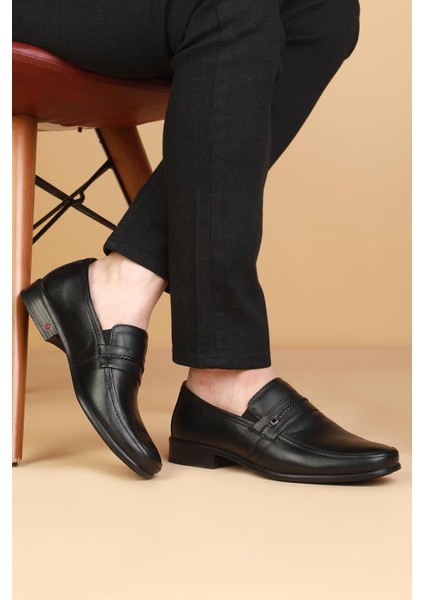 DRT6217 Hakiki Deri Günlük Klasik Erkek Ayakkabısı Siyah