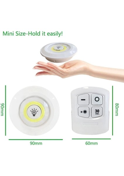 Uzaktan Kumandalı 3 Lü Spot LED Lamba Kablosuz Pilli Işıldak Dolap Işığı Mutfak Rafı Işığı fırsatları