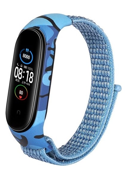 Cool Cold Xiaomi Mi Band (3-4-5-6) Seri Uyumlu Hasır Cırtcırtlı Örme Kamuflaj Desenli Su Geçirmez Kordon