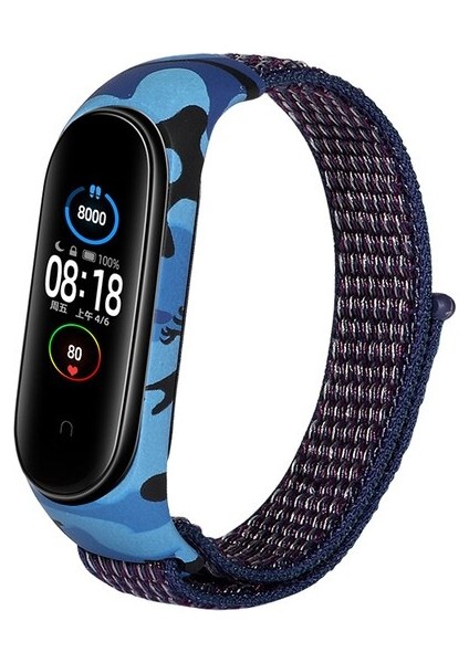 Cool Cold Xiaomi Mi Band (3-4-5-6) Seri Uyumlu Hasır Cırtcırtlı Örme Kamuflaj Desenli Su Geçirmez Kordon