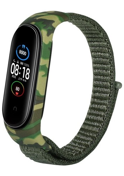 Cool Cold Xiaomi Mi Band (3-4-5-6) Seri Uyumlu Hasır Cırtcırtlı Örme Kamuflaj Desenli Su Geçirmez Kordon