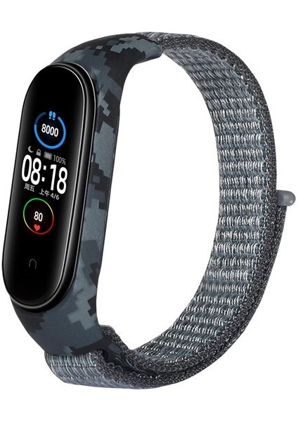 Cool Cold Xiaomi Mi Band (3-4-5-6) Seri Uyumlu Hasır Cırtcırtlı Örme Kamuflaj Desenli Su Geçirmez Kordon